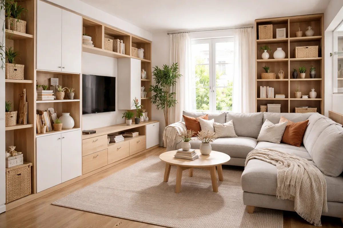 Comment optimiser l'espace de rangement dans un salon de 20 m²